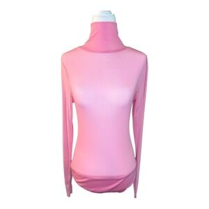AFRM Turtleneck Bodysuit‎ Long Sleeve Begonia Pink Fitted Size Small NWT